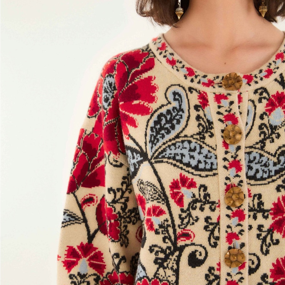 NWT Farm Rio Sand Francesca Knit Cardigan - Picture 5 of 5